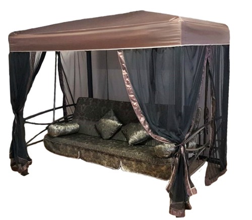 Качели-шатер садовые для дачи Monreal, 3-х местные с москитной сеткой